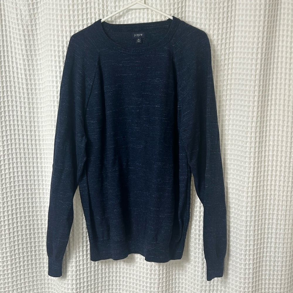J. Crew Mens XL Navy Blue Cotton Long Sleeve Pullover Crewneck Sweater